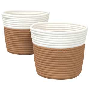 vidaXL hoiukorvid 2 tk, pruun ja valge, &Oslash;24 x 18 cm, puuvill