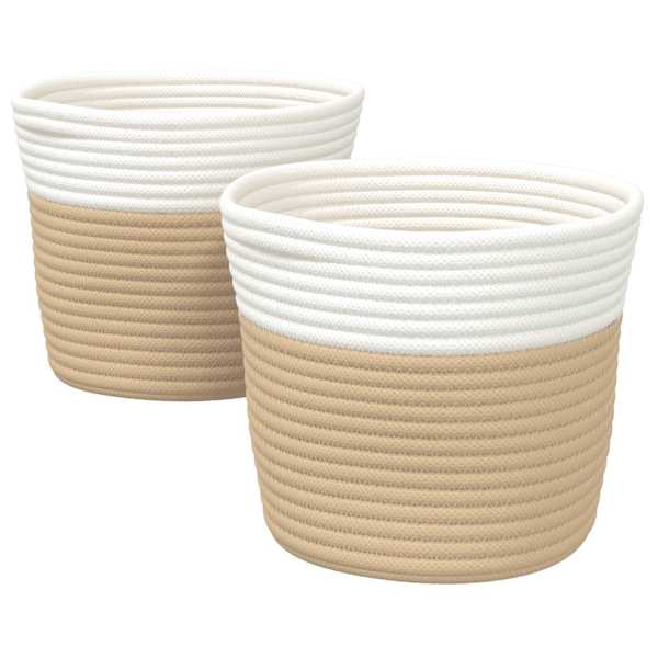 vidaXL hoiukorvid 2 tk, beež ja valge, &Oslash;24 x 18 cm, puuvill