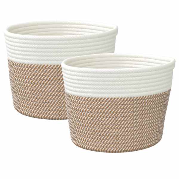 vidaXL hoiukorvid 2 tk, pruun ja valge, &Oslash;24 x 18 cm, puuvill