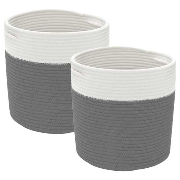 vidaXL hoiukorvid 2 tk, hall ja valge, &Oslash;28 x 28 cm, puuvill