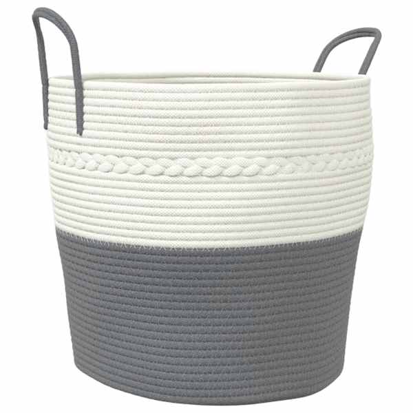 vidaXL hoiukorv, hall ja valge, &Oslash;43x38 cm, puuvill