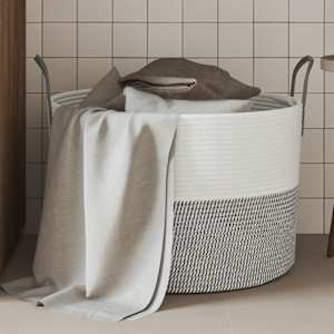 Košara za shranjevanje siva in bela Ø51x33 cm bombaž