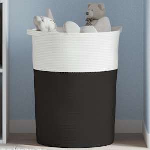 Košara za shranjevanje črna in bela Ø49x65 cm bombaž