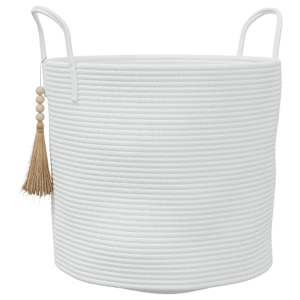 vidaXL hoiukorv valge &Oslash;40 x 35 cm puuvill