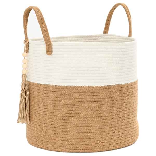 vidaXL hoiukorv, pruun ja valge, &Oslash;40x35 cm, puuvill