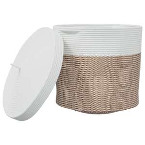 vidaXL kaanega hoiukorv, pruun ja valge, &Oslash;40x35 cm, puuvill