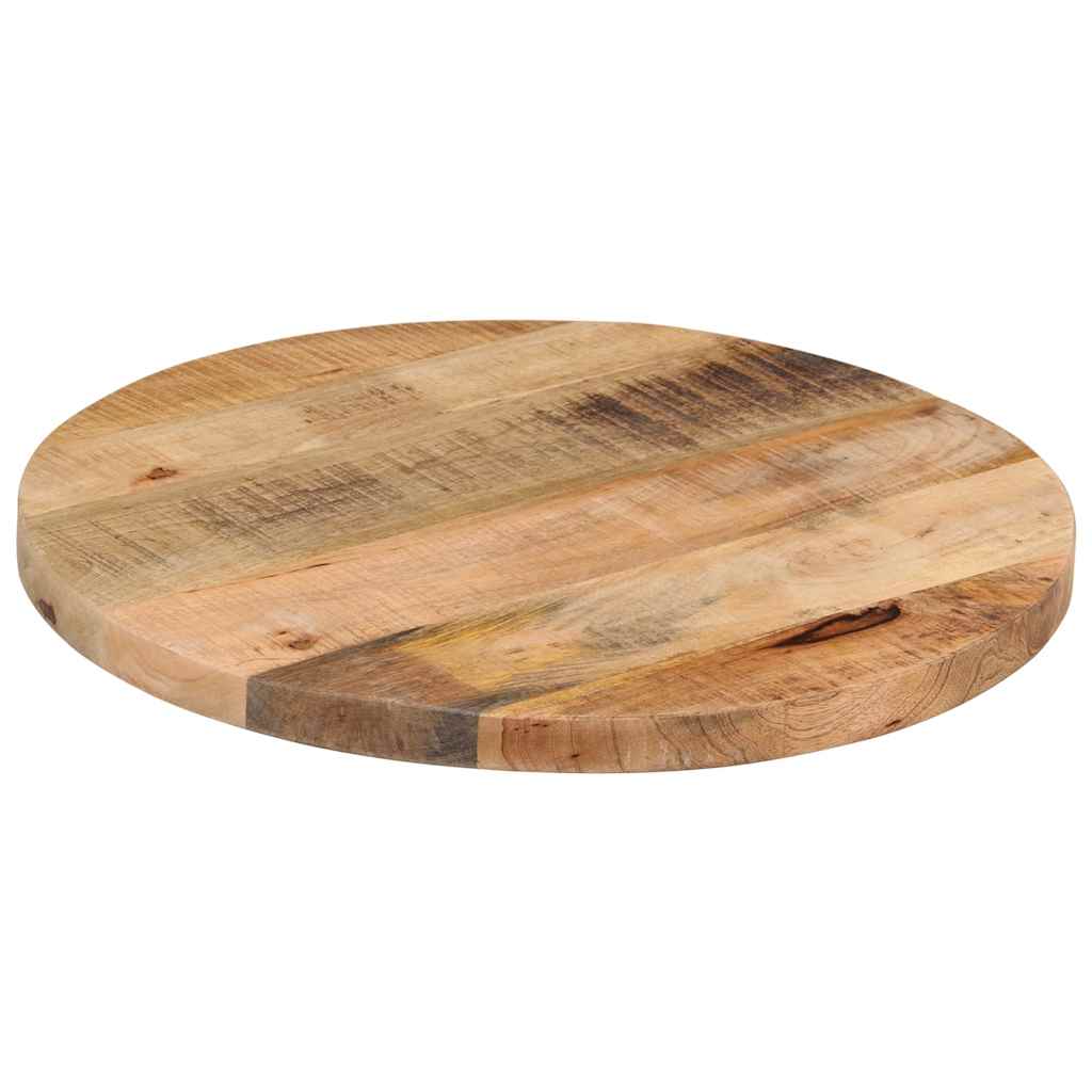 vidaXL Tischplatte Ø 40x2,5 cm Rund Raues Massives Mangoholz