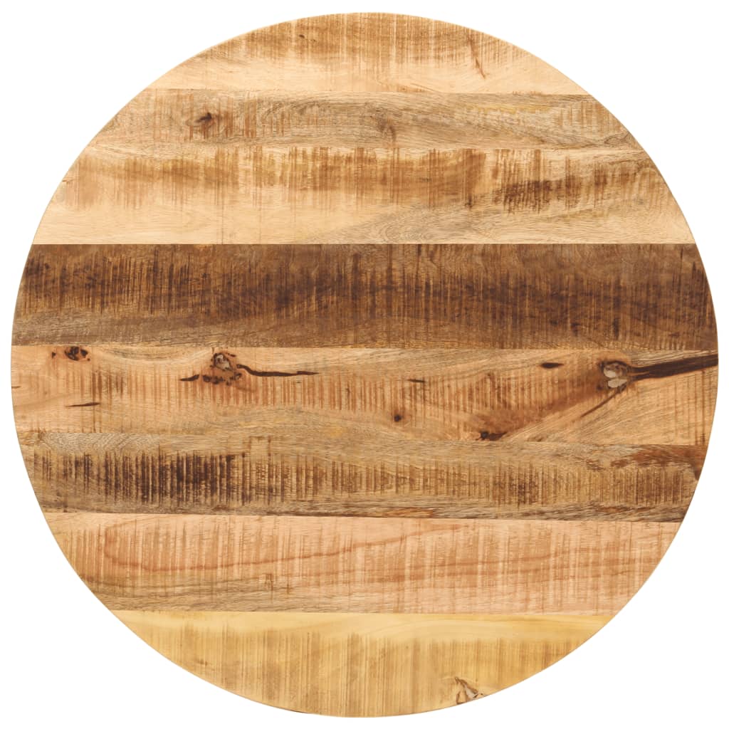 Tischplatte Ø 80×2,5 cm Rund Raues Massives Mangoholz