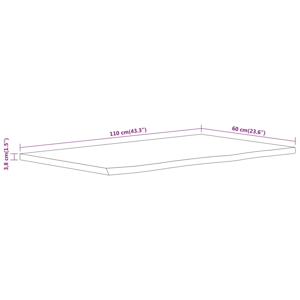 Wastafelblad rechthoekig 110x60x3,8 massief acaciahout image 8