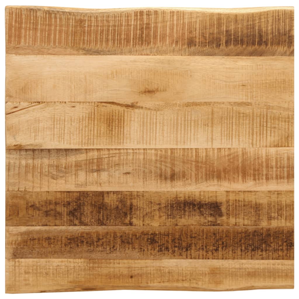 Tischplatte mit Baumkante 80x80x2,5 cm Raues Mango Massivholz