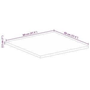 Stolní deska 80 x 80 x 2,5 cm čtvercová masivní akáciové dřevo - obrázek 9
