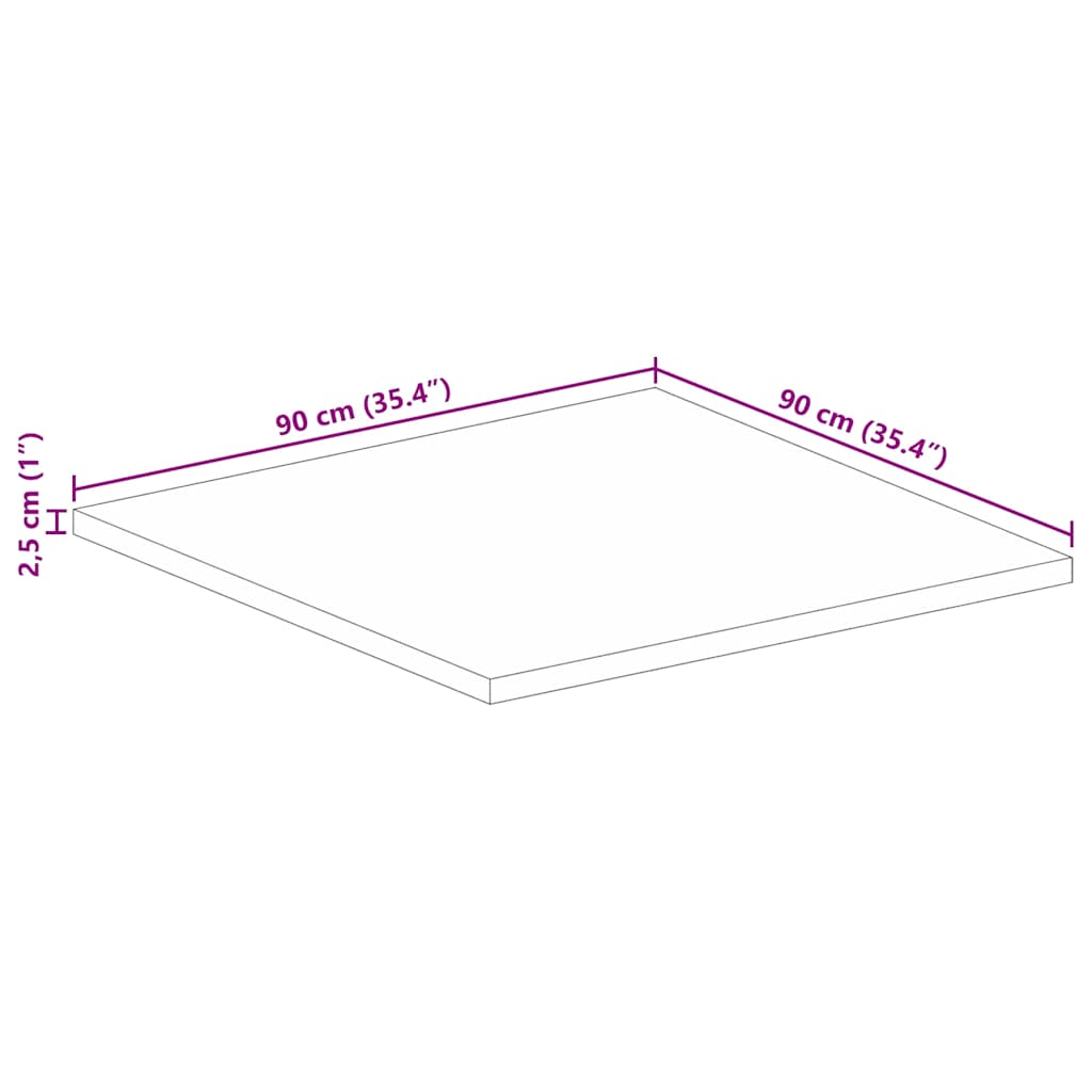 Tafelblad vierkant 90x90x2,5 cm massief mangohout image 9