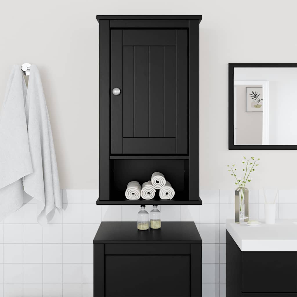 vidaXL Kylpyhuoneen seinäkaappi BERG musta 40x27x71,5 cm täysi mänty