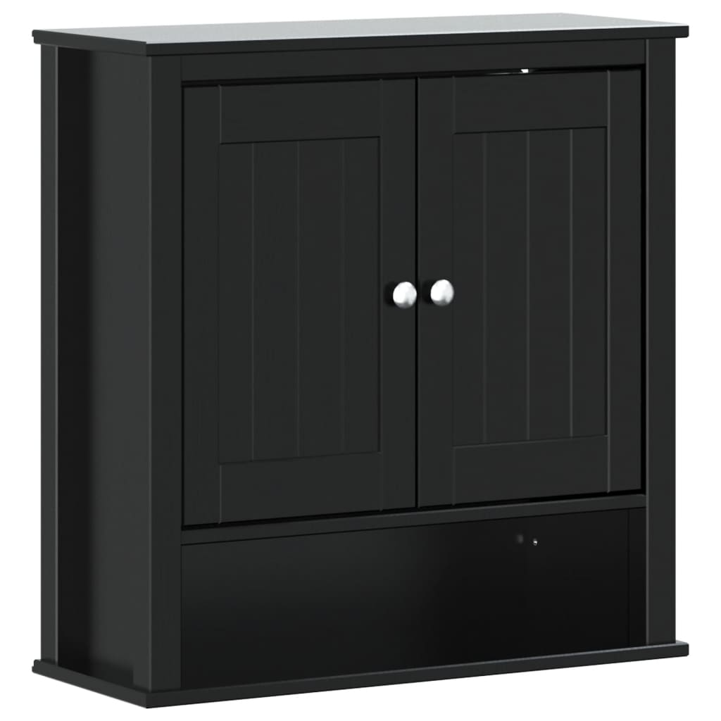 Image of vidaXL Bathroom Wall Cabinet BERG Black 69.5x27x71.5 cm Solid Wood