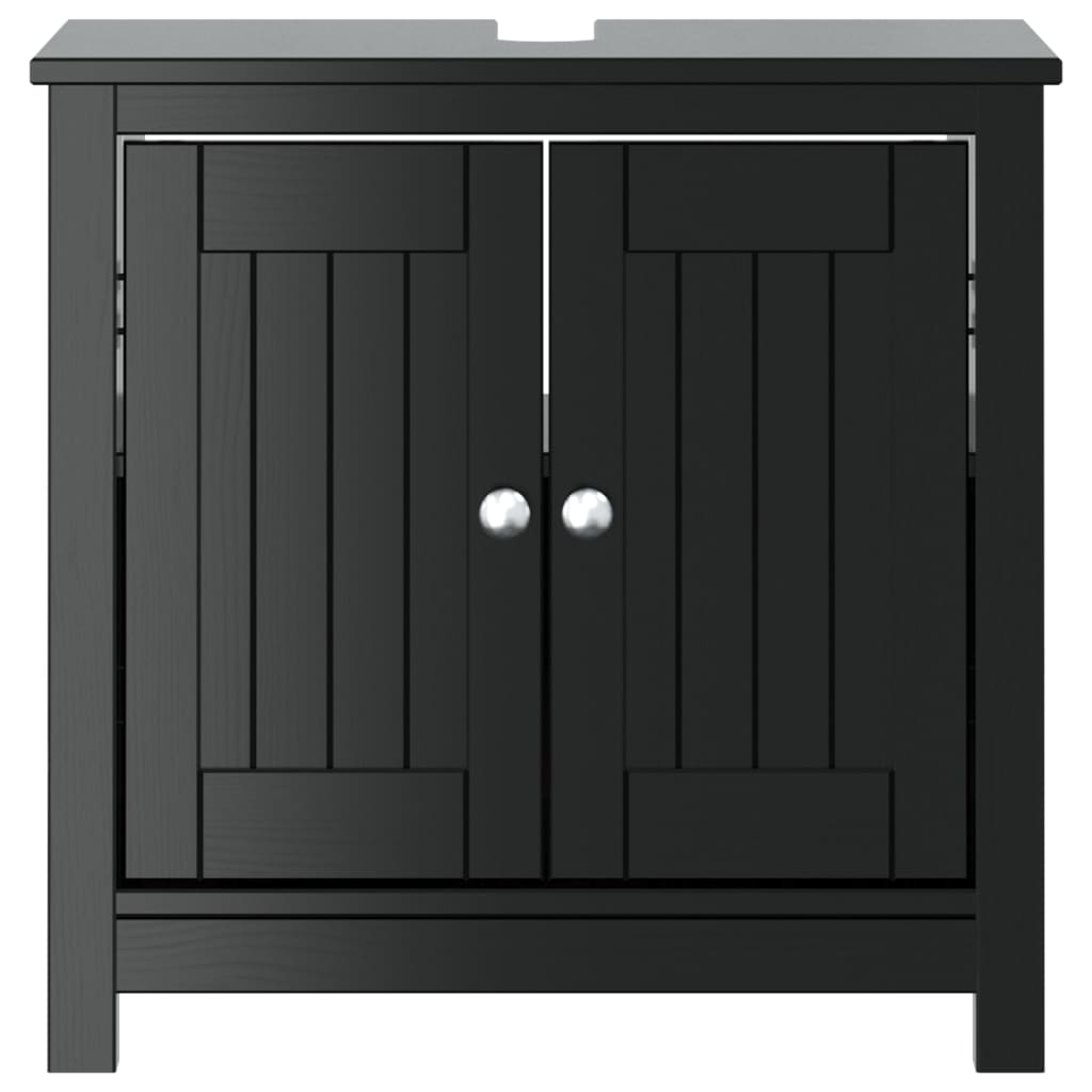 vidaXL Kylpyhuoneen allaskaappi BERG musta 60x34x59 cm täysi mänty