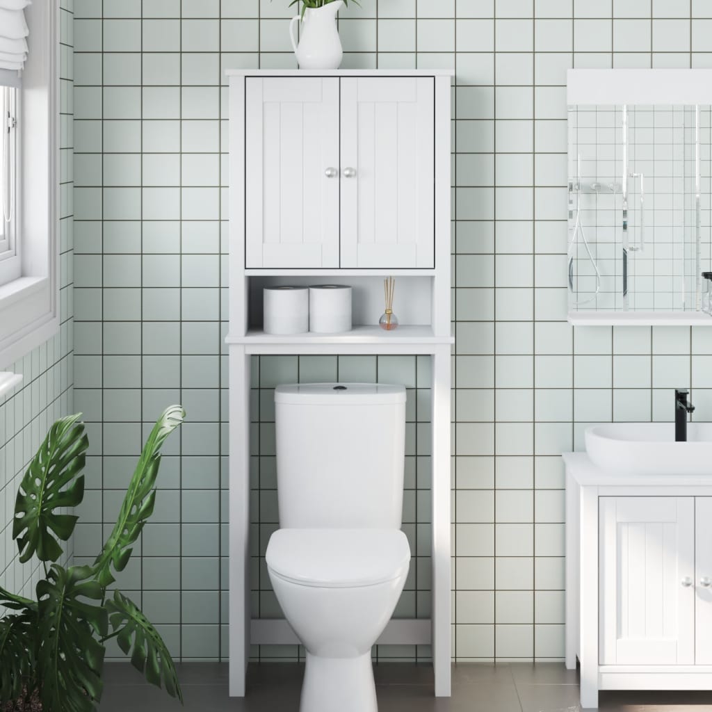 vidaXL Depozitare deasupra toaletei „BERG” alb 60x27x164,5 cm lemn