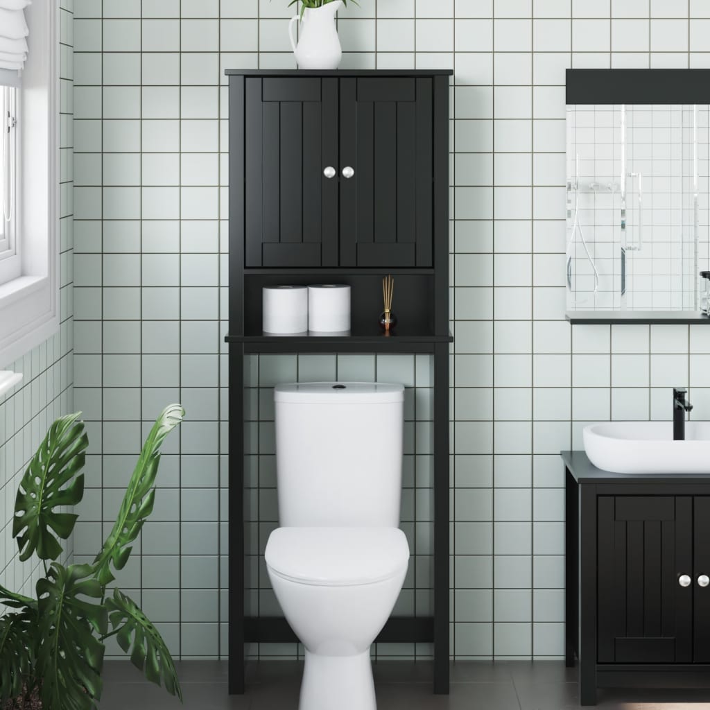 vidaXL Depozitare deasupra toaletei „BERG” negru 60x27x164,5 cm lemn