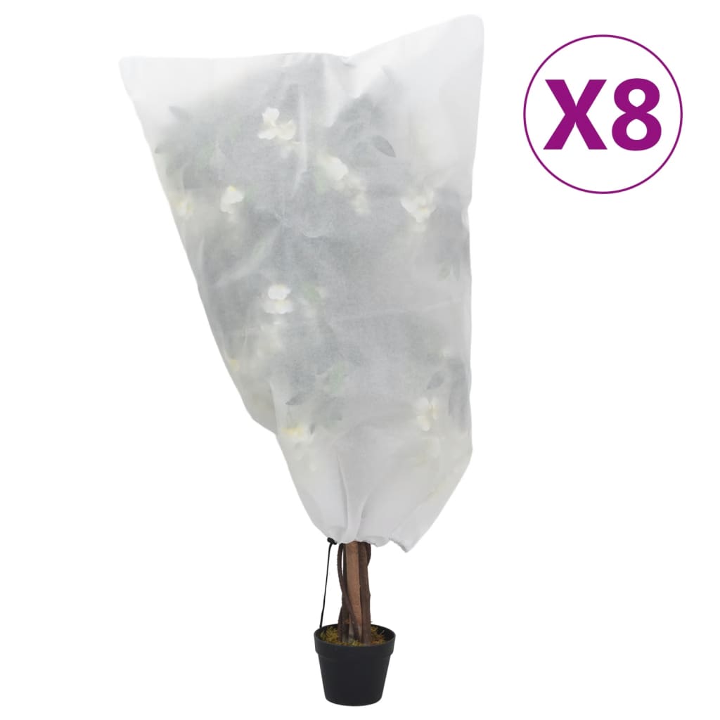 vidaXL Huse pentru plante din fleece cu șnur 8 buc. 70 g/m² 0,8x1 m