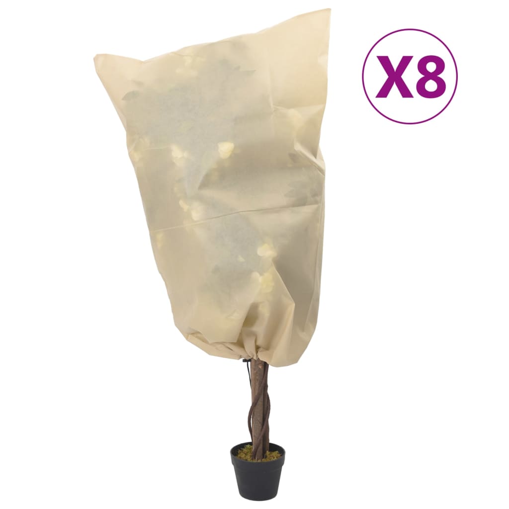 9: vidaXL plantebeskyttelse med snore 8 stk. 70 g/m² 0,8x1 m
