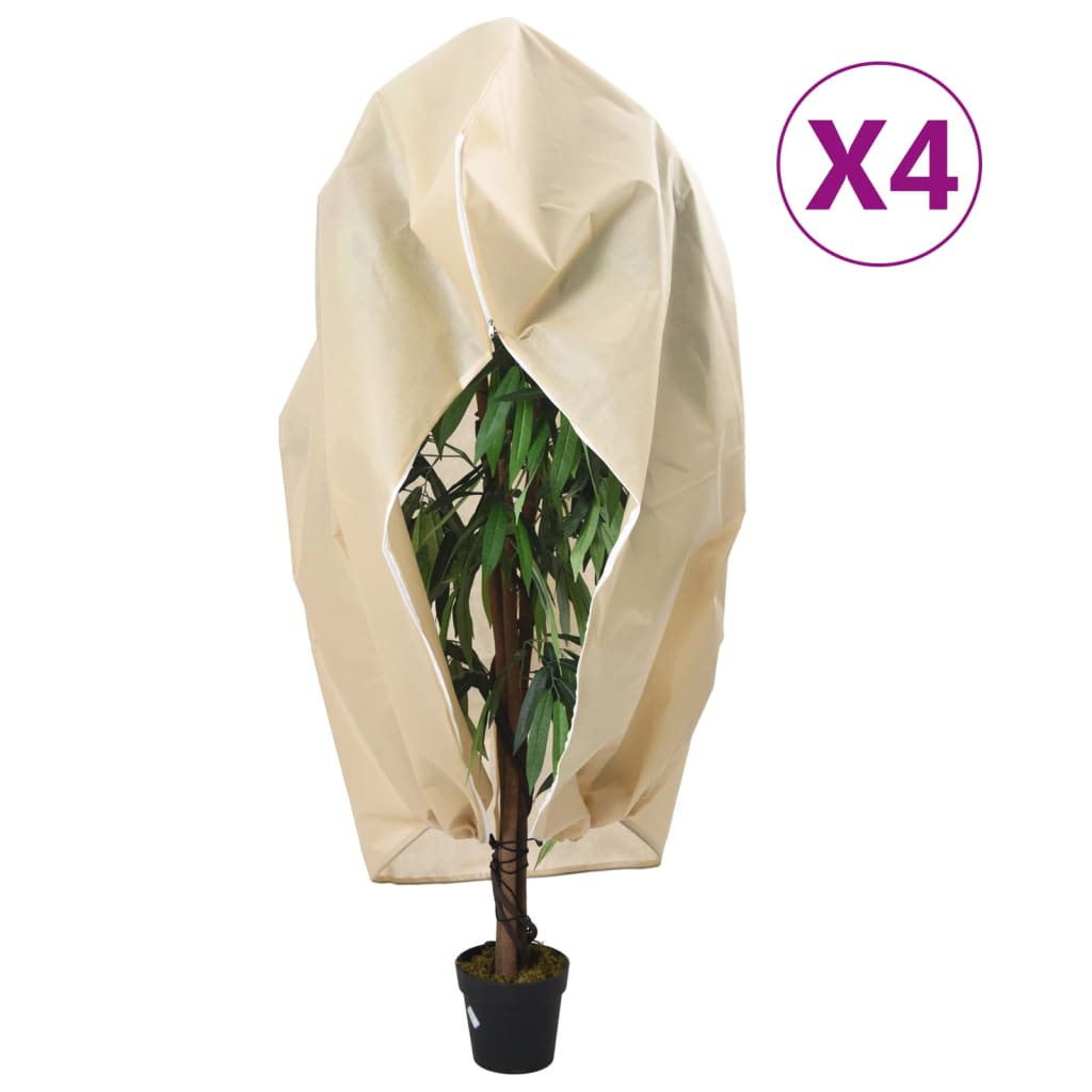 vidaXL Huse de plante din fleece cu fermoar 4 buc. 70 g/m² 1,55x1,55 m
