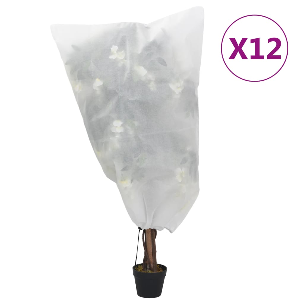 vidaXL Huse pentru plante din fleece cu șnur 12 buc. 70 g/m² 0,8x0,8 m