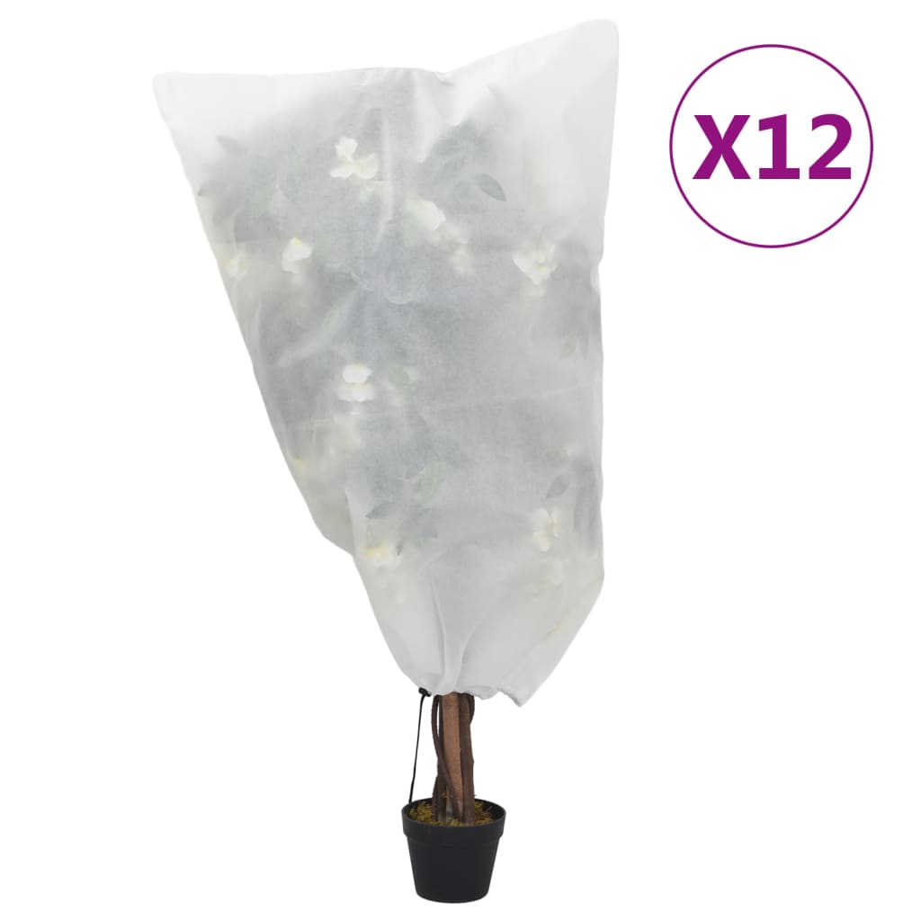 vidaXL Huse pentru plante din fleece cu șnur 12 buc. 70 g/m² 0,8x1 m