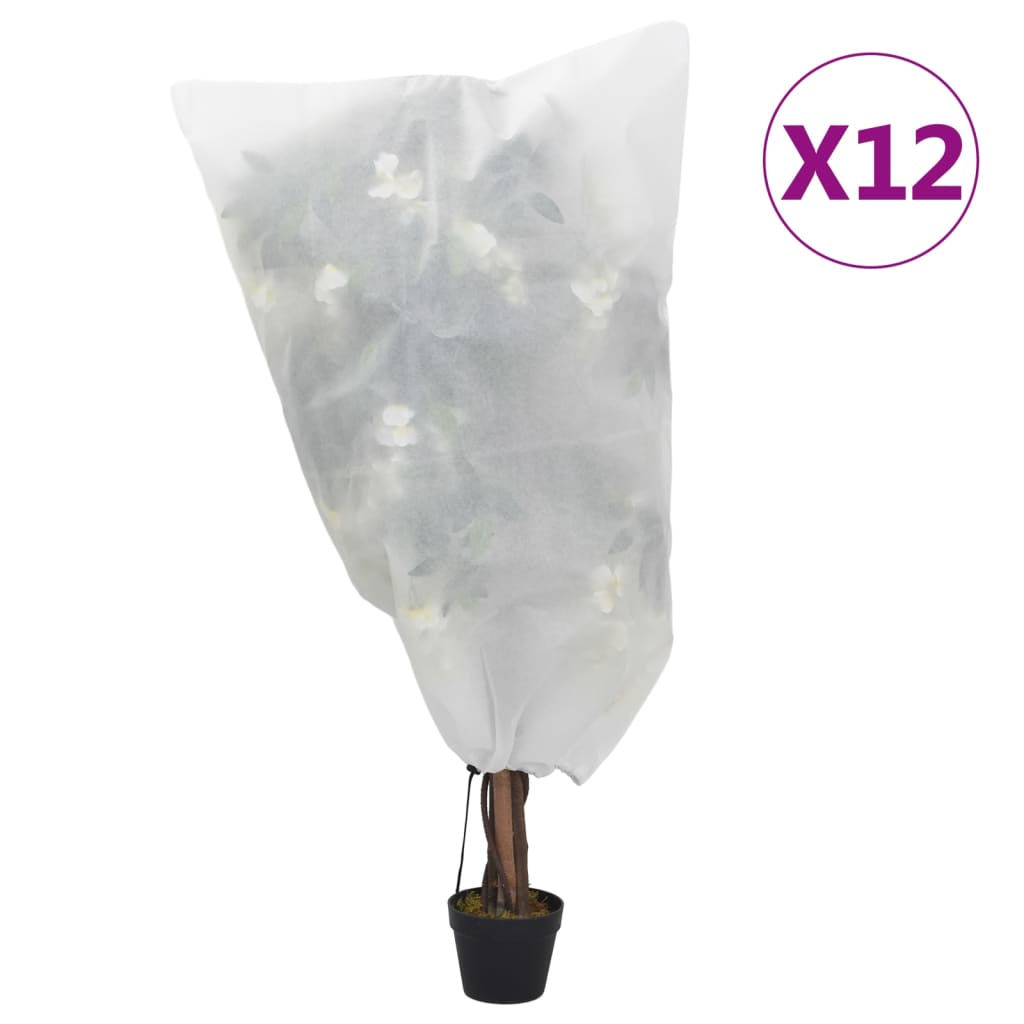 vidaXL Protecții fleece pentru plante cu șnur 12 buc 70 g/m² 0,8x1,2 m