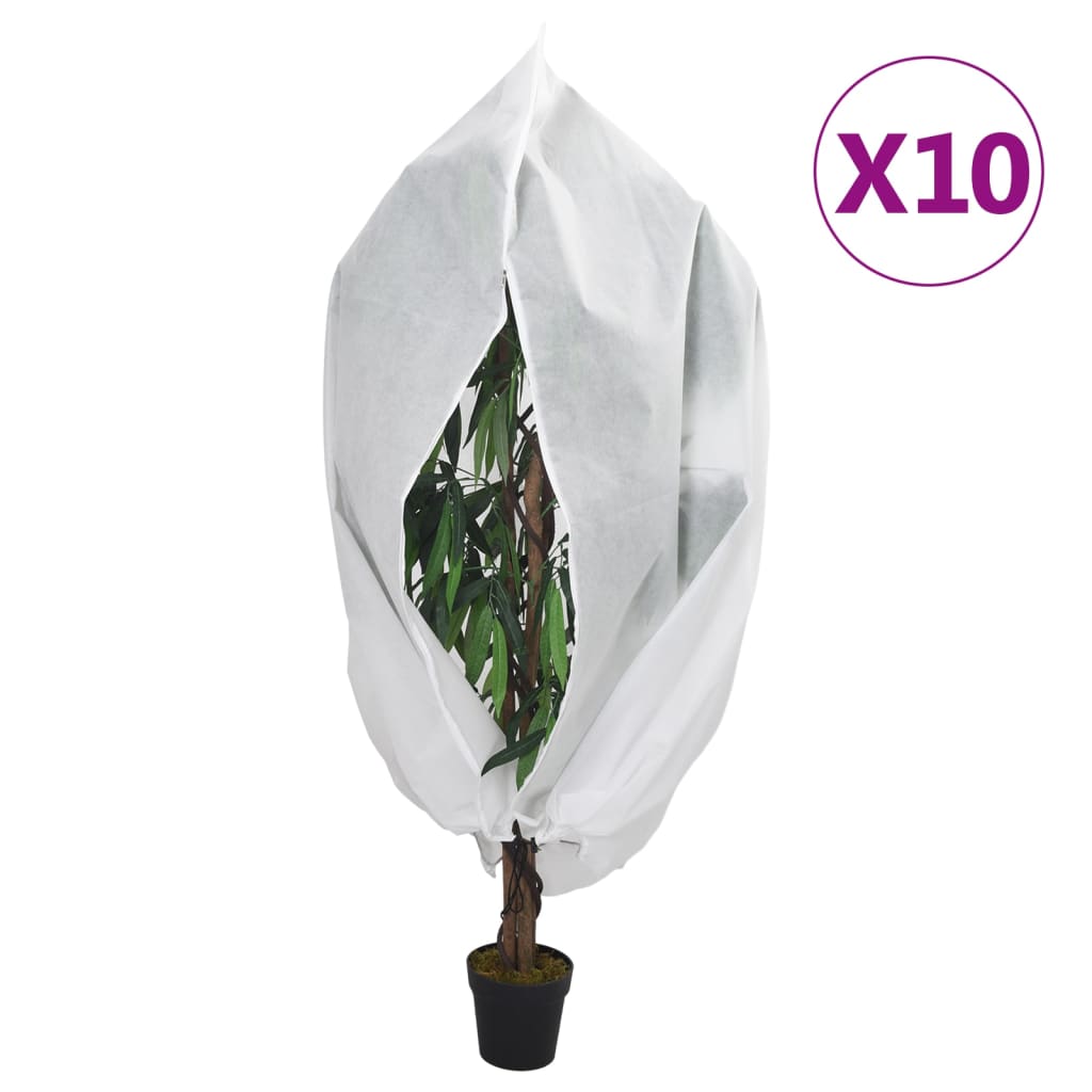 vidaXL Protecții fleece pt plante, fermoar, 10 buc, 70 g/m², 1x1,55 m