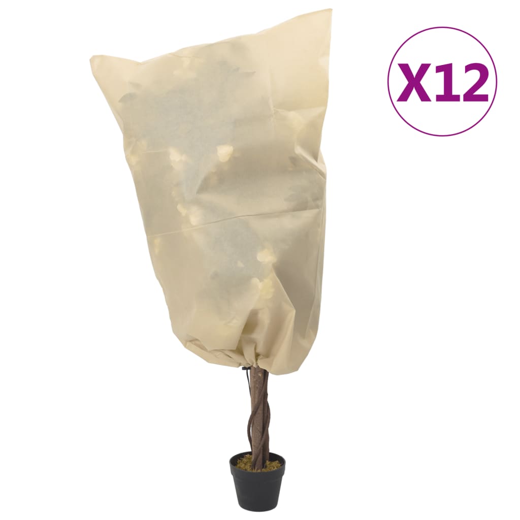 vidaXL Flísové kryty na rastliny so šnúrkou 12 ks 70 g/m²  0,8x1 m