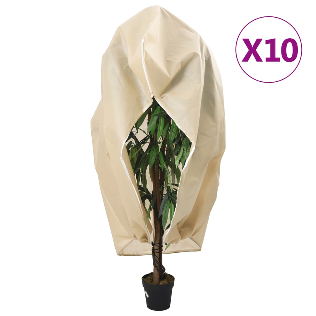 vidaXL Huse de plante din fleece cu fermoar 10 buc. 70 g/m² 1x1,55 m