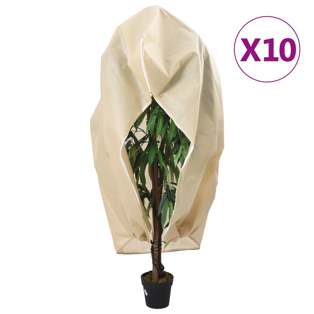 vidaXL Huse de plante din fleece cu fermoar 10 buc 70 g/m² 1,55x1,55 m