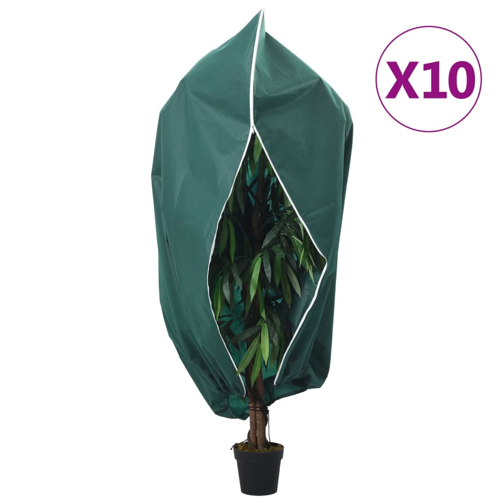 vidaXL Protecții fleece pt plante, fermoar, 10 buc, 70 g/m², 1x1,55 m