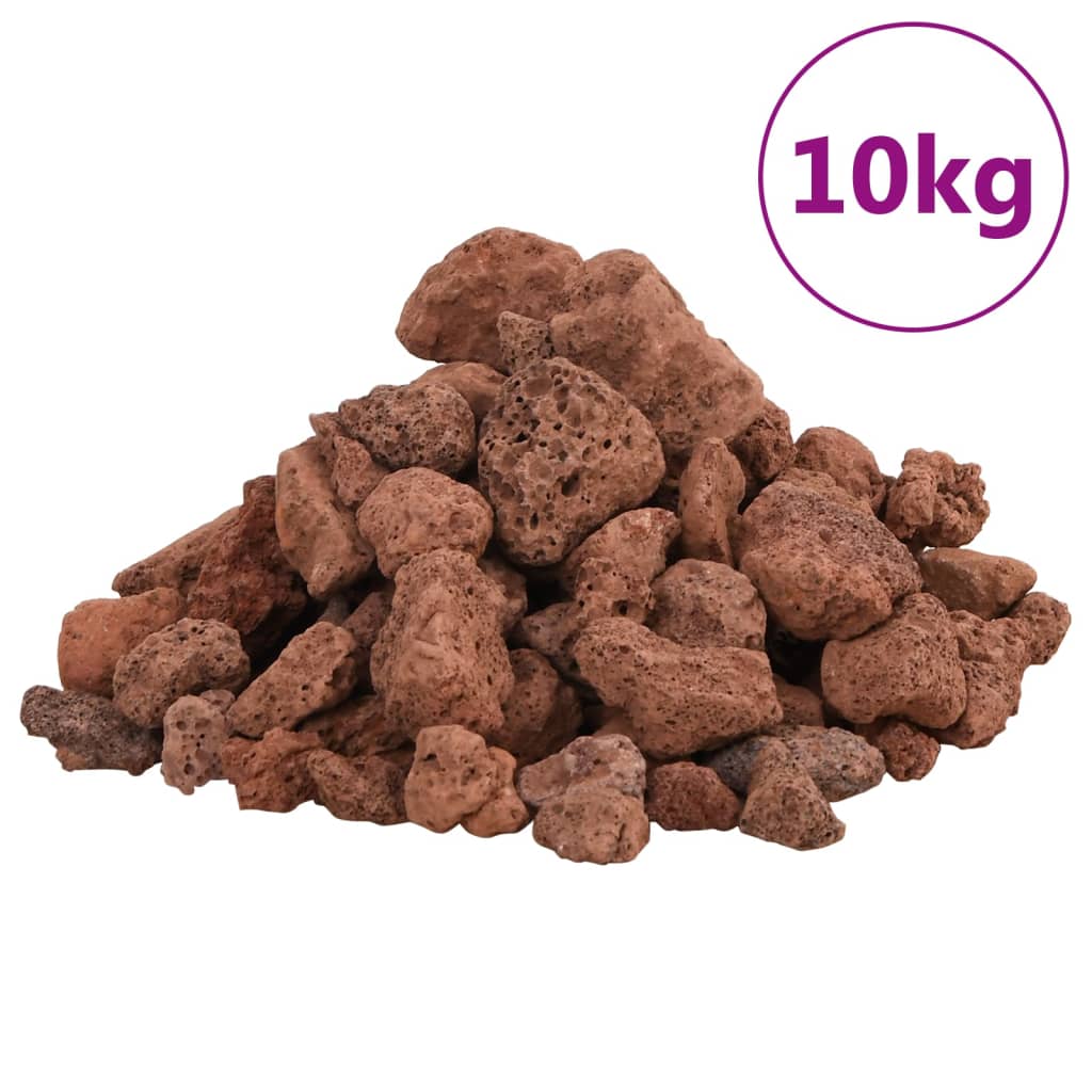 vidaXL Vulkanski kamen 10 kg rdeč 1-2 cm