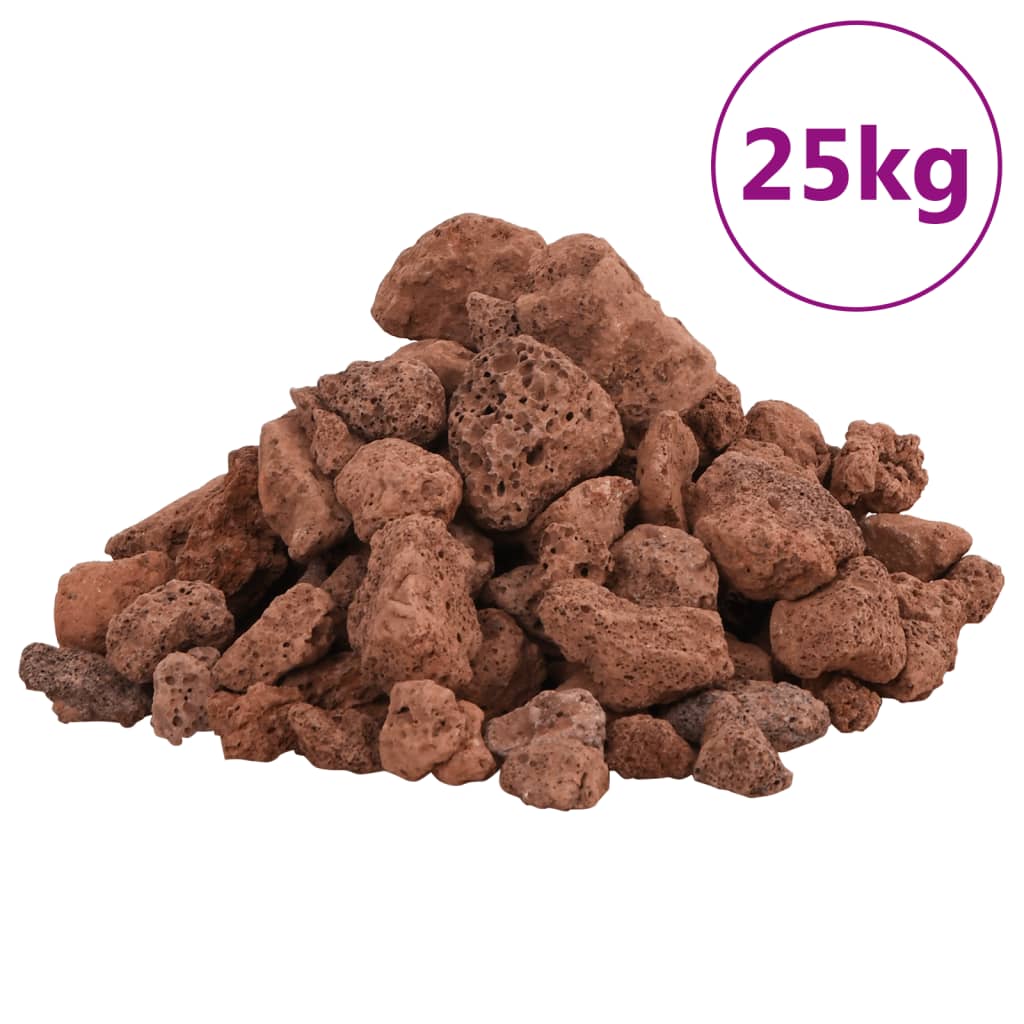 vidaXL Sopečné kameny 25 kg červené 1–2 cm