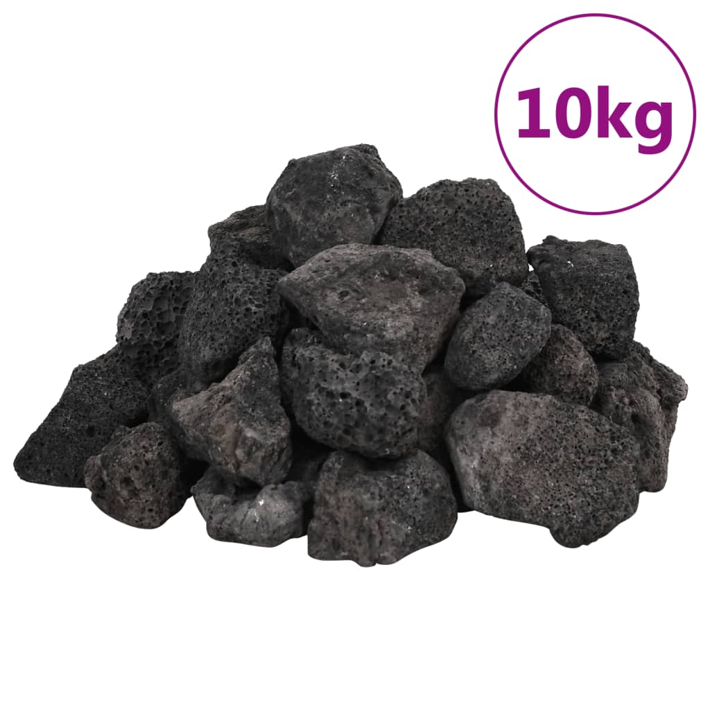 vidaXL Sopečné kameny 10 kg černé 3–5 cm