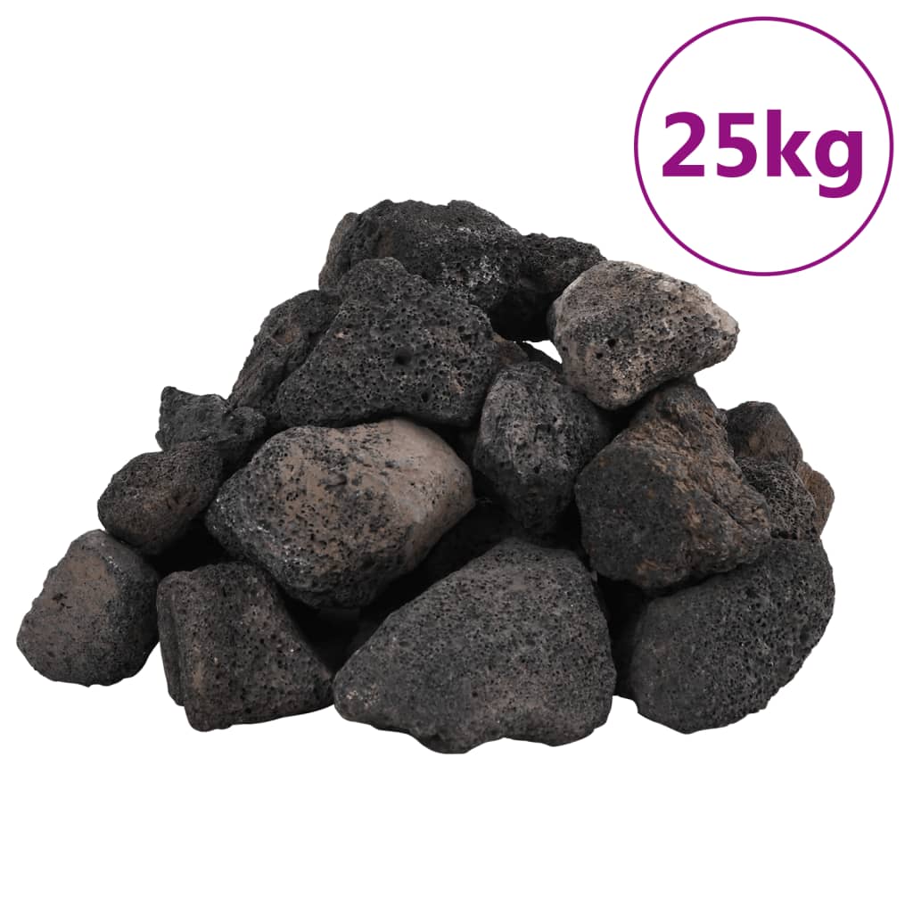 vidaXL Sopečné kamene 25 kg čierne 5-8 cm