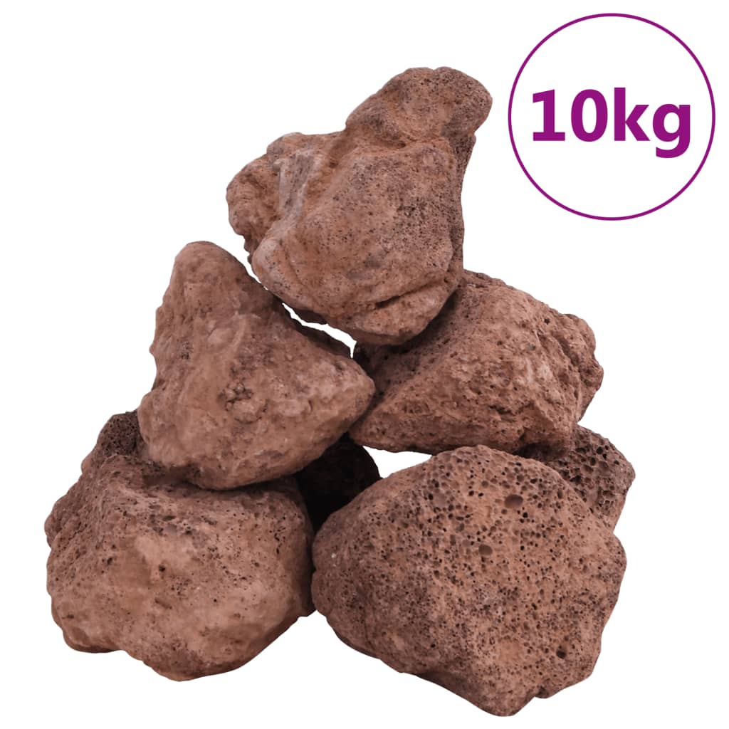 vidaXL Sopečné kameny 10 kg červené 10–30 cm