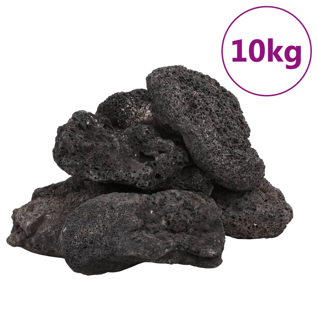 vidaXL Sopečné kamene 10 kg čierne 10-30 cm