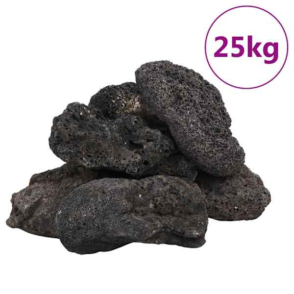 vidaXL vulkaanilised kivimid 25 kg, must, 10-30 cm