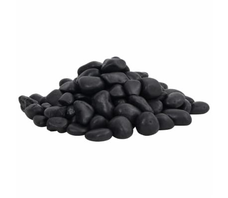 vidaXL Polished Pebbles 10 kg Black 2-5 cm