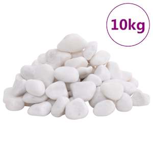 vidaXL poleeritud veerkivi 10 kg, valge, 2-5 cm