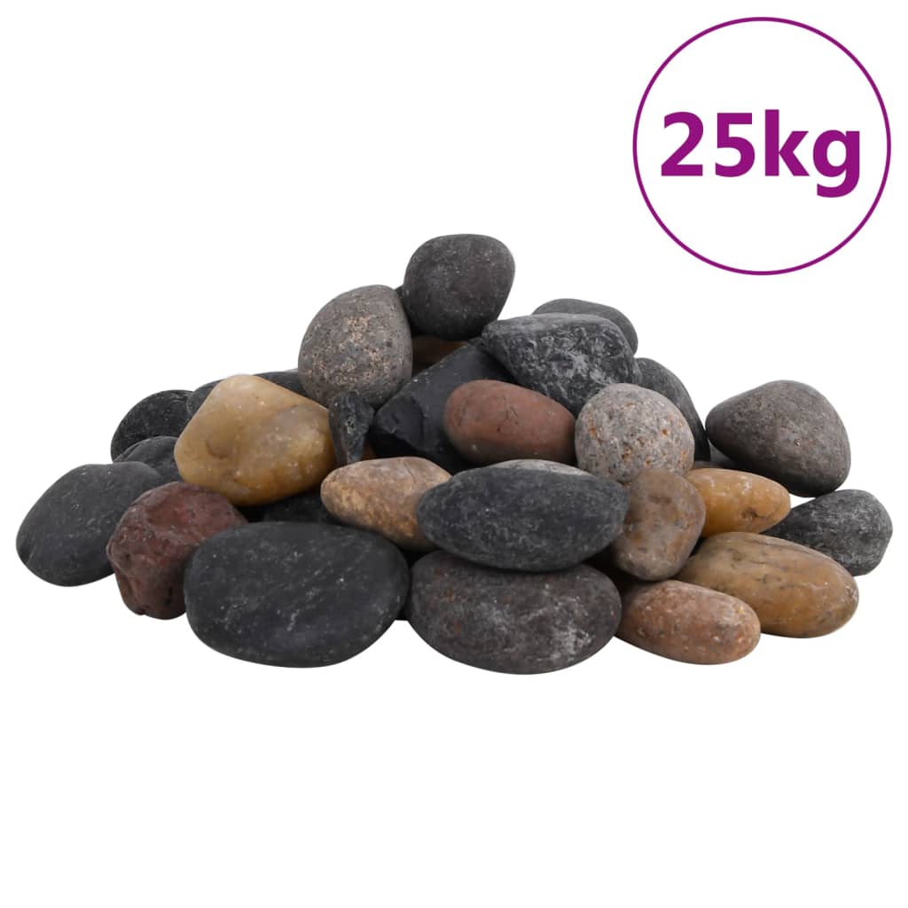 vidaXL Polierte Kiesel 25 kg Mehrfarbig 5-8 cm