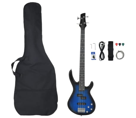vidaXL Električna bas gitara za početnike s torbom plavo-crna 4/4 46 "