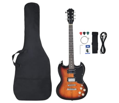 vidaXL Guitarra elétrica p/ iniciantes com saco 4/4 39" castanho/preto