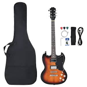 vidaXL Guitarra elétrica p/ iniciantes com saco 4/4 39" castanho/preto