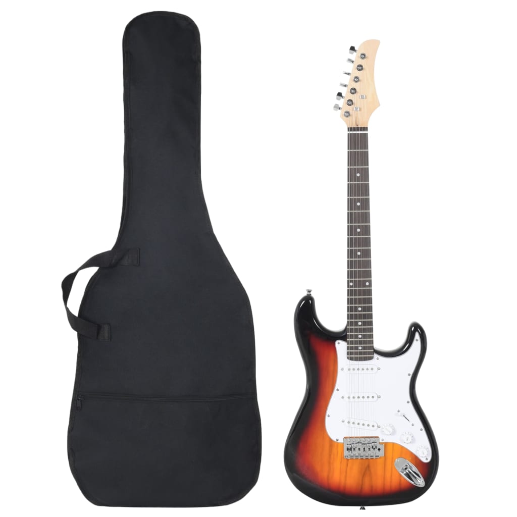 E-Gitarre für Anfänger mit Tasche Braun und Weiß 4/4 39″