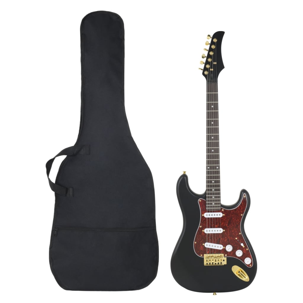 E-Gitarre für Anfänger mit Tasche Schwarz und Gold 4/4 39″