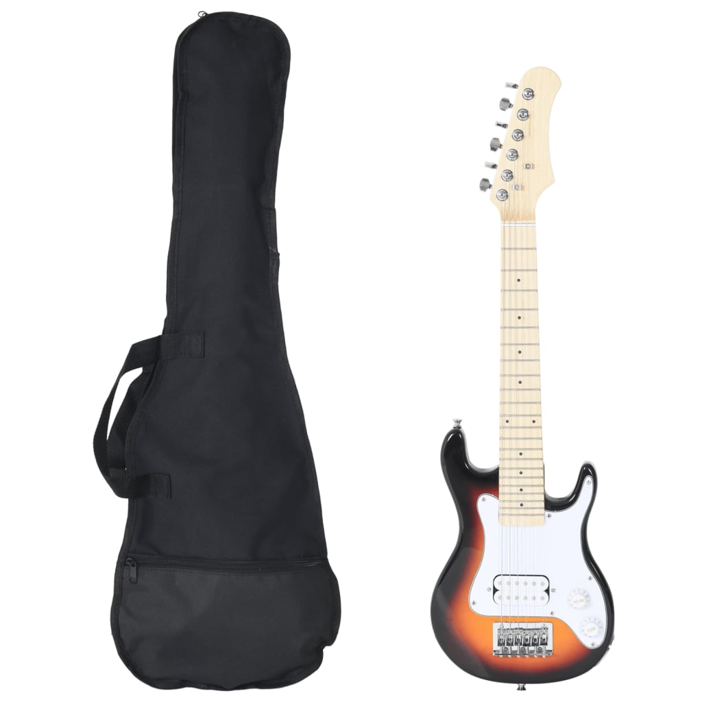 E-Gitarre für Kinder mit Tasche Braun und Weiß 3/4 30