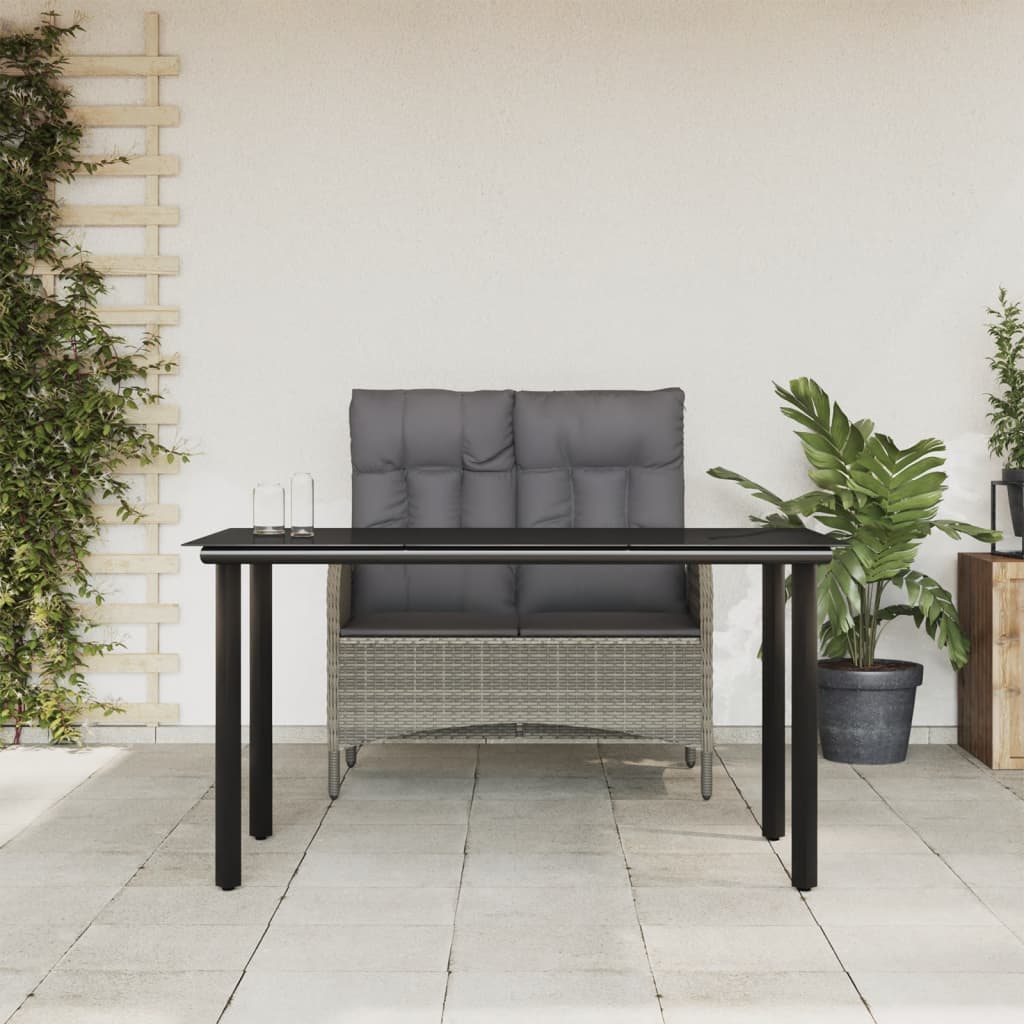 Mobilier à dîner de jardin et coussins 2 pcs gris rotin