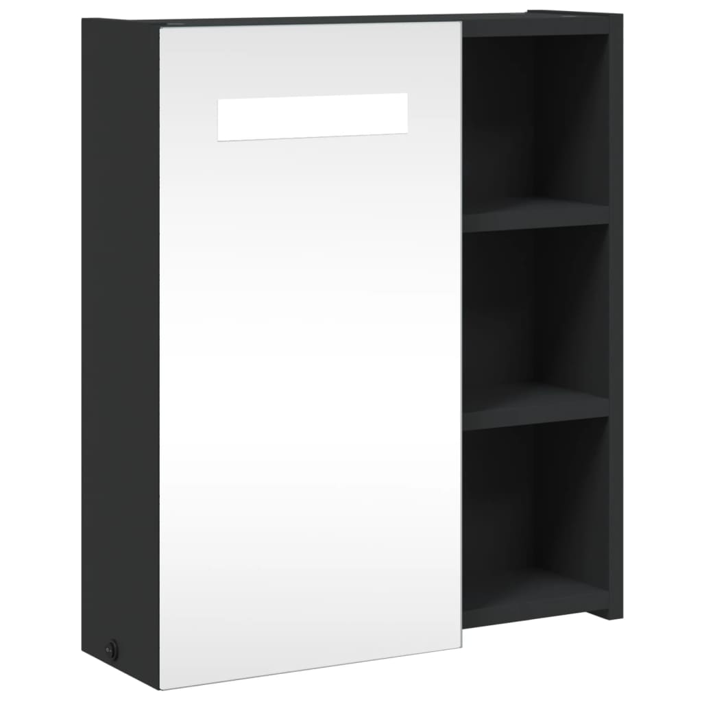vidaXL Koupelnová zrcadlová skříňka s LED osvětlením černá 45x13x52 cm